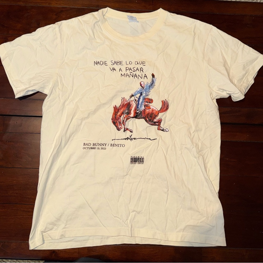 Bad Bunny Nadir Sabe Lo Que Va a Pasar Manana Tour Álbum T shirt Size L